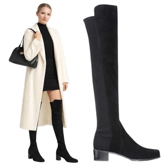 Stuart Weitzman 5050 Black Reserve Suede Over the Knee Boots Size 9.5M - Picture 1 of 13